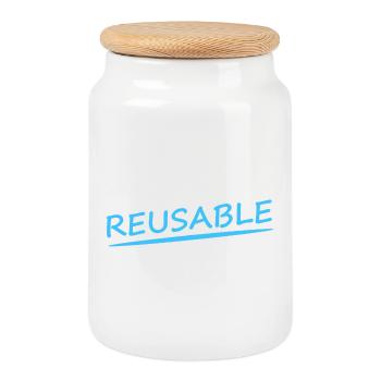 REUSABLE - Keksdose mit Holzdeckel - Weiß - Vorne