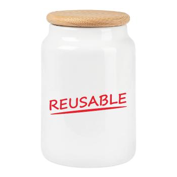 REUSABLE - Keksdose mit Holzdeckel - Weiß - Vorne