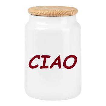 CIAO - Keksdose mit Holzdeckel - Weiß - Vorne