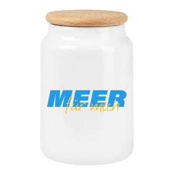 MER pour moi - Boîte à biscuits avec couvercle en bois - blanc - Devant