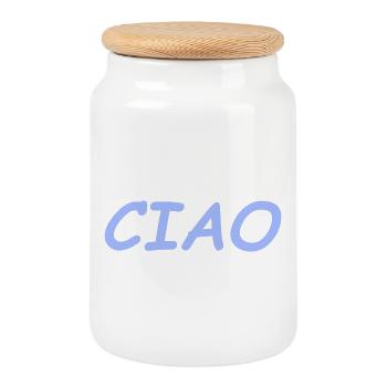 CIAO - Boîte à biscuits avec couvercle en bois - blanc - Devant