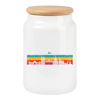 Lebendige Skyline-Streifen - Keksdose mit Holzdeckel - Weiß - Vorne