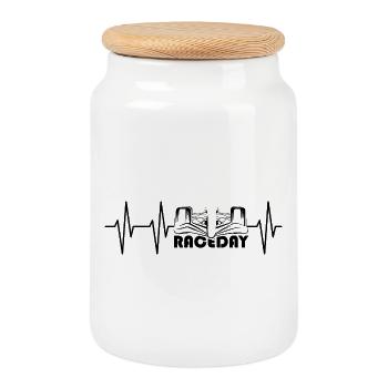 Pulse RaceDay Formule Racing Symbole Icône Battement de Coeur - Boîte à biscuits avec couvercle en bois - blanc - Devant