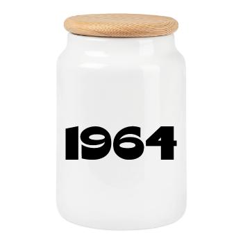 Personalize 1964 60th Birthday Template - Cookie Jar with Wooden Lid - white - Front