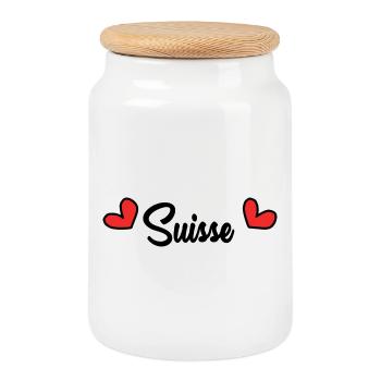 SUISSE. PAYS. GENEVE - Boîte à biscuits avec couvercle en bois - blanc - Devant