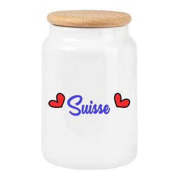 SWITZERLAND. HUMOR. COUNTRY. FLAG - Cookie Jar with Wooden Lid - white - Front