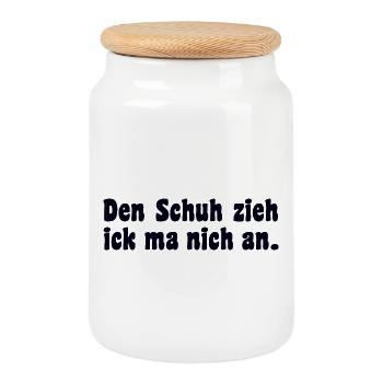 Dicton en dialecte berlinois - Boîte à biscuits avec couvercle en bois - blanc - Devant