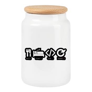 Code Sleep Repeat Developer Life - Cookie Jar with Wooden Lid - white - Front