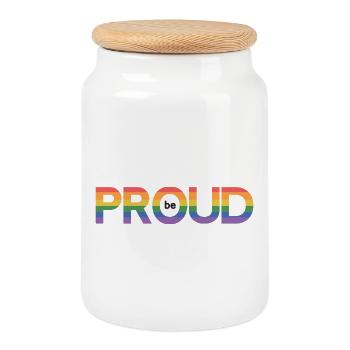 LGBT Pride Month - Sei stolz - Keksdose mit Holzdeckel - Weiß - Vorne