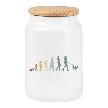 Propriétaire de chien Evolution - Boîte à biscuits avec couvercle en bois - blanc - Devant