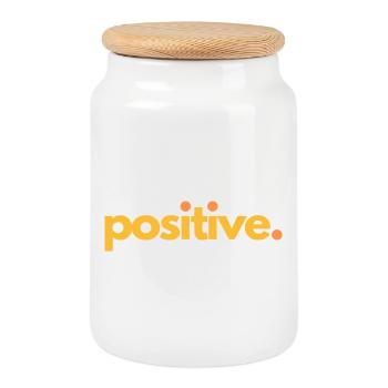 positive.04 - Keksdose mit Holzdeckel - Weiß - Vorne