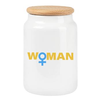 WOMAN - Keksdose mit Holzdeckel - Weiß - Vorne