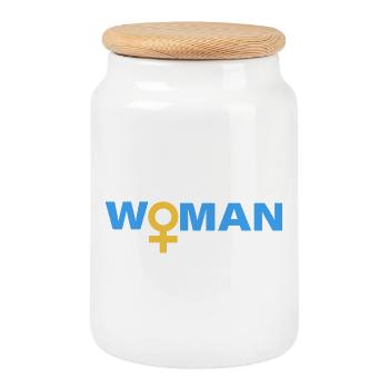 WOMAN - Cookie Jar with Wooden Lid - white - Front