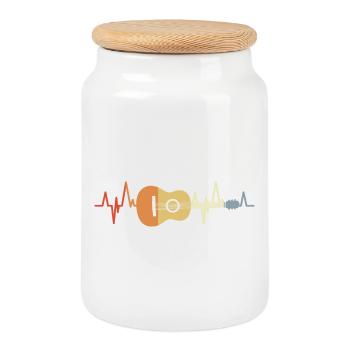 Palpitations cardiaques de guitare - Boîte à biscuits avec couvercle en bois - blanc - Devant