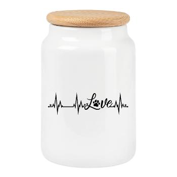 Paw Heartbeat - Cookie Jar with Wooden Lid - white - Front
