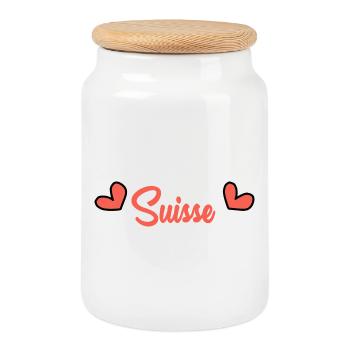 SUISSE. PAYS. GENEVE. DRAPEAU - Boîte à biscuits avec couvercle en bois - blanc - Devant
