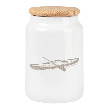 Let Love Win Kayak Print - Cookie Jar with Wooden Lid - white - Front