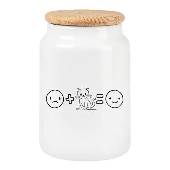 La vie est meilleure avec les chats - Boîte à biscuits avec couvercle en bois - blanc - Devant