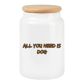 All You Need Is Dog Hundeliebe - Keksdose mit Holzdeckel - Weiß - Vorne