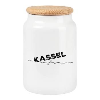 Kassel - Pure Lebensfreude.... - Keksdose mit Holzdeckel - Weiß - Vorne