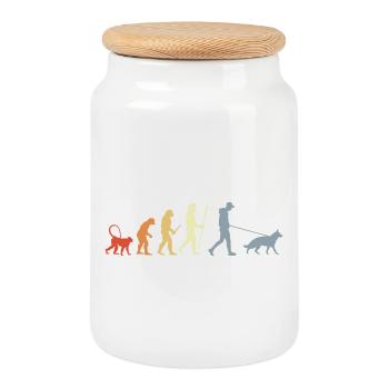 German Shepherd Owner Evolution - Keksdose mit Holzdeckel - Weiß - Vorne