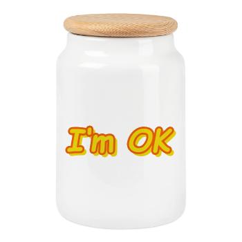 I'm OK - Keksdose mit Holzdeckel - Weiß - Vorne