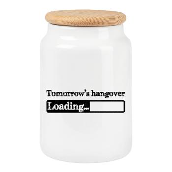 Tomorrow's hangover loading - Cookie Jar with Wooden Lid - white - Front