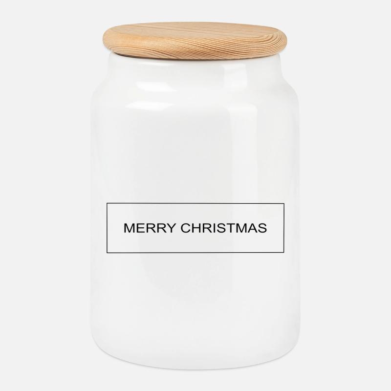 MERRY CHRISTMAS - Keksdose mit Holzdeckel - Weiß