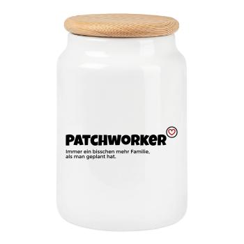 Patchworker - Keksdose mit Holzdeckel - Weiß - Vorne