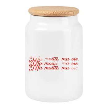 VALENTINSTAG HERZ LIEBE LIEBE ROSE 2 - Keksdose mit Holzdeckel - Weiß - Vorne