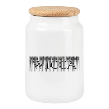 Schriftzug Hexe Design Schwarz - Keksdose mit Holzdeckel - Weiß - Vorne