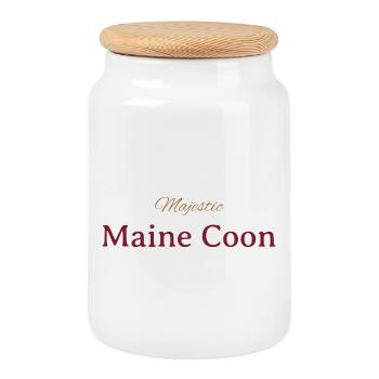Majestic Maine Coon cat - Boîte à biscuits avec couvercle en bois - blanc - Devant