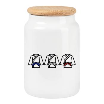 J'aime le judo - Boîte à biscuits avec couvercle en bois - blanc - Devant