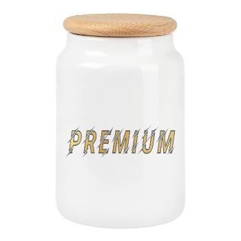 Premium edition super quality - Cookie Jar with Wooden Lid - white - Front