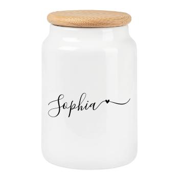 Sophia Surname First Name Decorative - Cookie Jar with Wooden Lid - white - Front