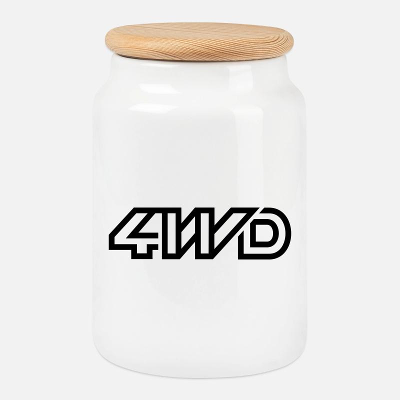 4WD - Cookie Jar with Wooden Lid - white