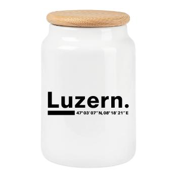 Coordonnées Lucerne Suisse Lucerne - Boîte à biscuits avec couvercle en bois - blanc - Devant