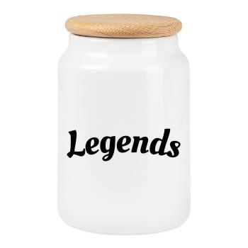 Legends Schriftzug - Keksdose mit Holzdeckel - Weiß - Vorne