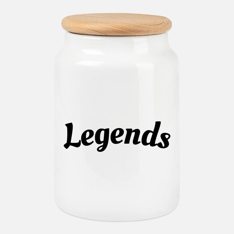 Legends Schriftzug - Keksdose mit Holzdeckel - Weiß