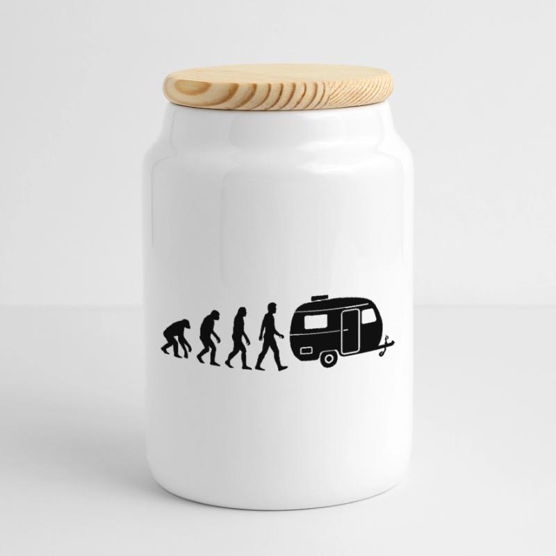 Evolution Caravan Camper Cookie Jar with Wooden Lid