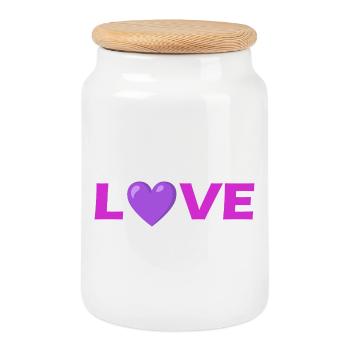 Conception de typographie de cœur d’amour - Boîte à biscuits avec couvercle en bois - blanc - Devant
