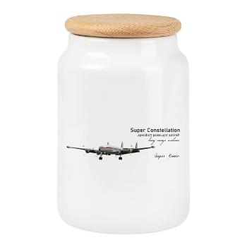 Super Constellation - Cookie Jar with Wooden Lid - white - Front