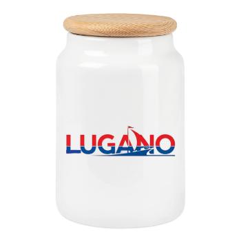 T-shirt Lugano à motif voile - Boîte à biscuits avec couvercle en bois - blanc - Devant