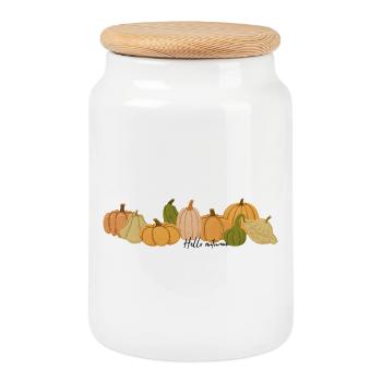 Bonjour l’automne - Boîte à biscuits avec couvercle en bois - blanc - Devant