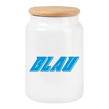 Blau Abstraktes blauer Energiefluss - Keksdose mit Holzdeckel - Weiß - Vorne
