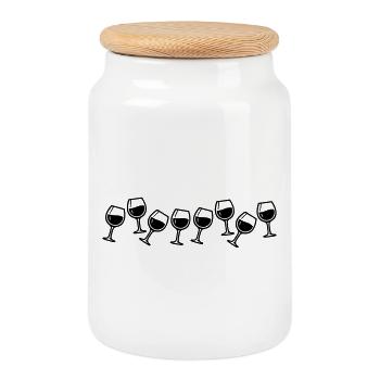 Verres à vin pour une fête du vin - Boîte à biscuits avec couvercle en bois - blanc - Devant