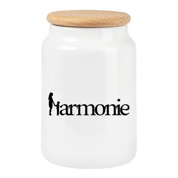 HARMONY! (family, dad, mom, children) - Cookie Jar with Wooden Lid - white - Front