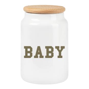 BABY – College Style Statement - Keksdose mit Holzdeckel - Weiß - Vorne