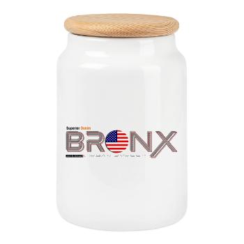 Bronx American Flag Motif T-Shirt - Cookie Jar with Wooden Lid - white - Front
