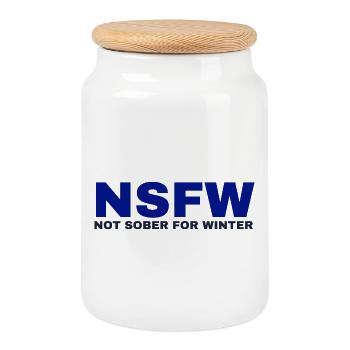 Not Sober For Winter - Mulled Wine Lovers - Cookie Jar with Wooden Lid - white - Front